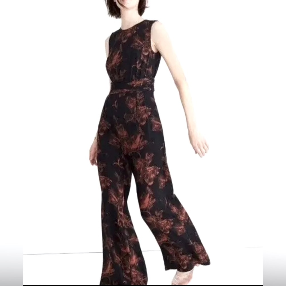 Madewell x No.6 100% Silk Isabella etched floral jumpsuit, Sz 2